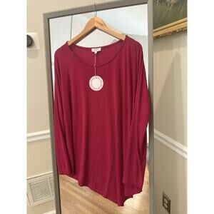 Umgee Long Sleeve Pink Boho Cross Back Knit Tunic Medium